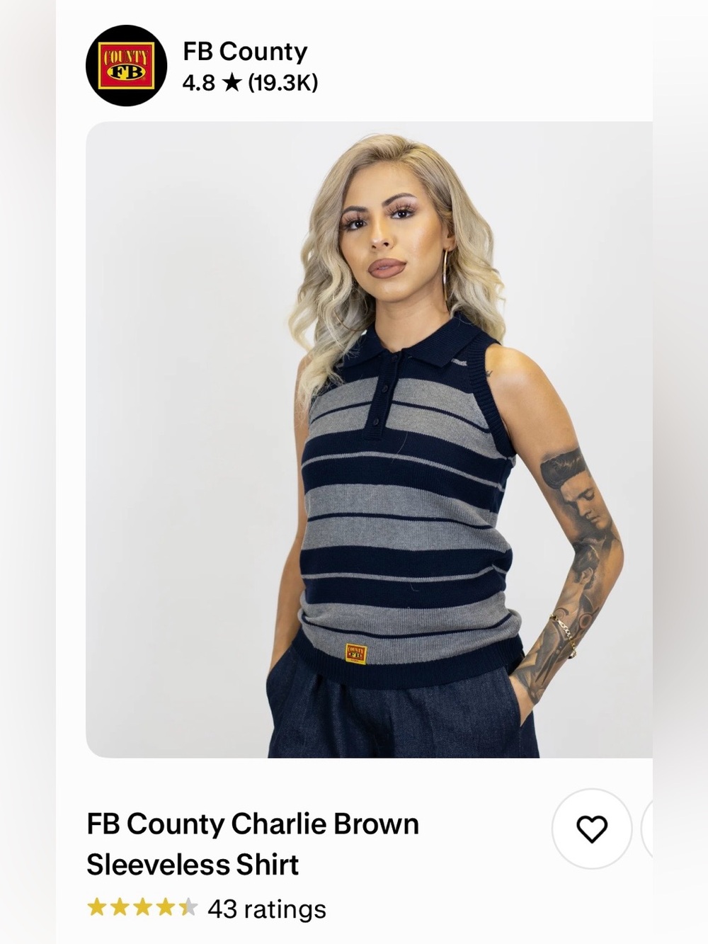FB County Charlie Brown Shirt in Navy Blue & Gray